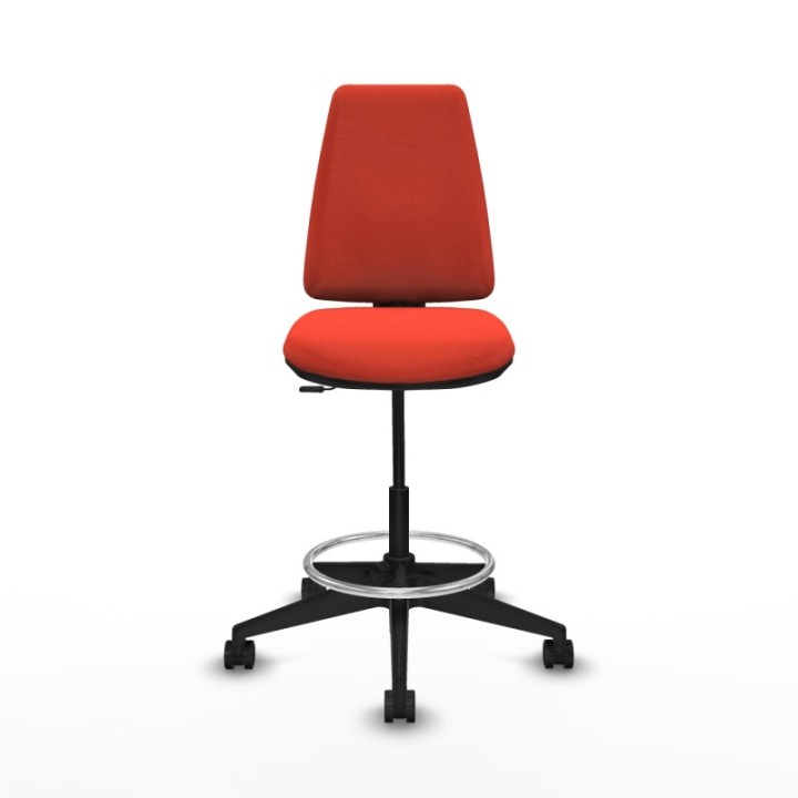 Taburete Elche CP bali naranja oscuro base piramidal ruedas 65mm nailon