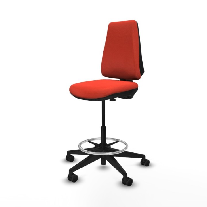 Taburete Elche CP bali naranja oscuro base piramidal ruedas 65mm nailon