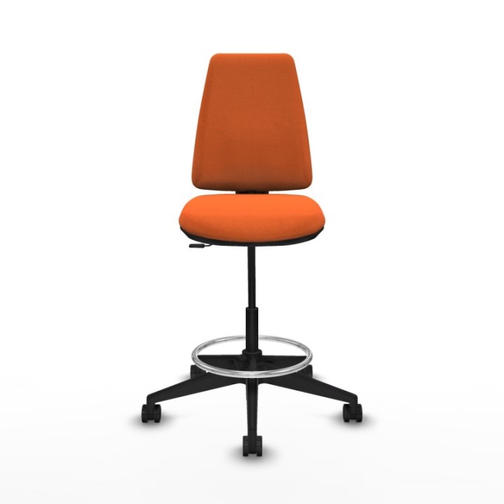 Taburete Elche CP bali naranja base piramidal ruedas 65mm nailon