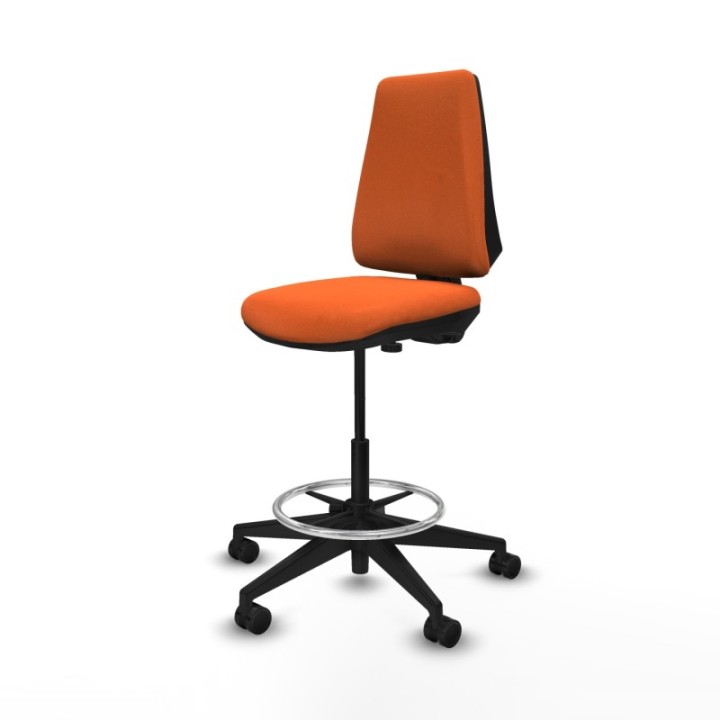 Taburete Elche CP bali naranja base piramidal ruedas 65mm nailon