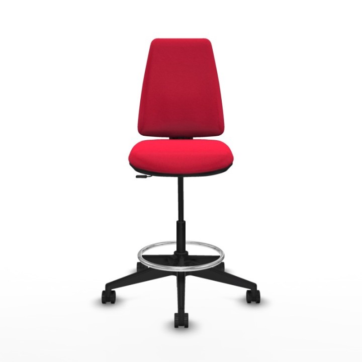 Taburete Elche CP bali rojo base piramidal ruedas 65mm nailon