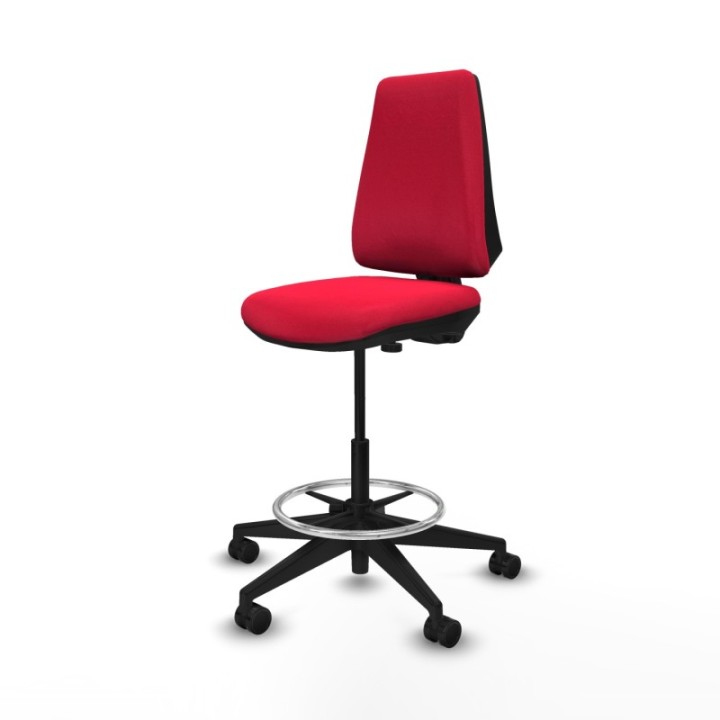 Taburete Elche CP bali rojo base piramidal ruedas 65mm nailon