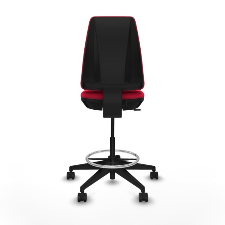 Taburete Elche CP bali rojo base piramidal ruedas 65mm nailon