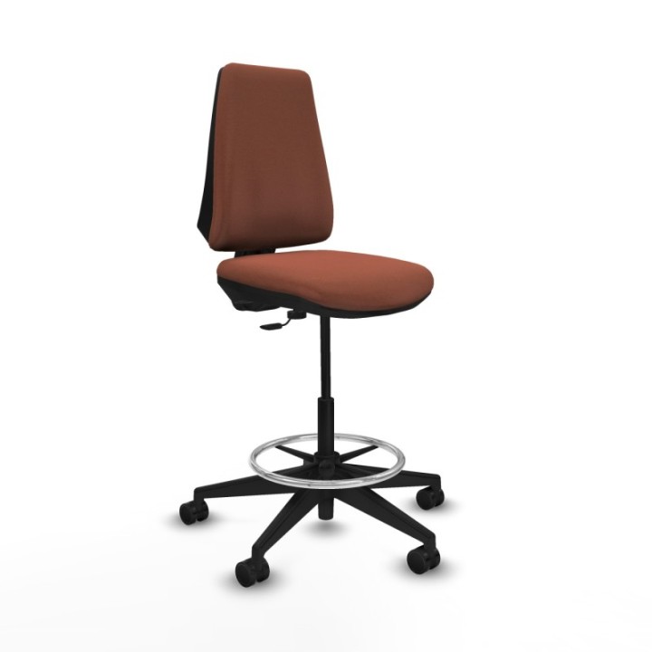 Taburete Elche CP bali marrón base piramidal ruedas 65mm nailon