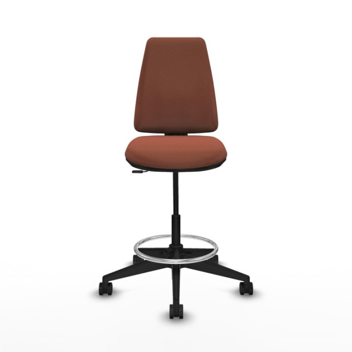 Taburete Elche CP bali marrón base piramidal ruedas 65mm nailon