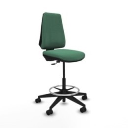 Taburete Elche CP bali verde esmeralda base piramidal ruedas 65mm nailon