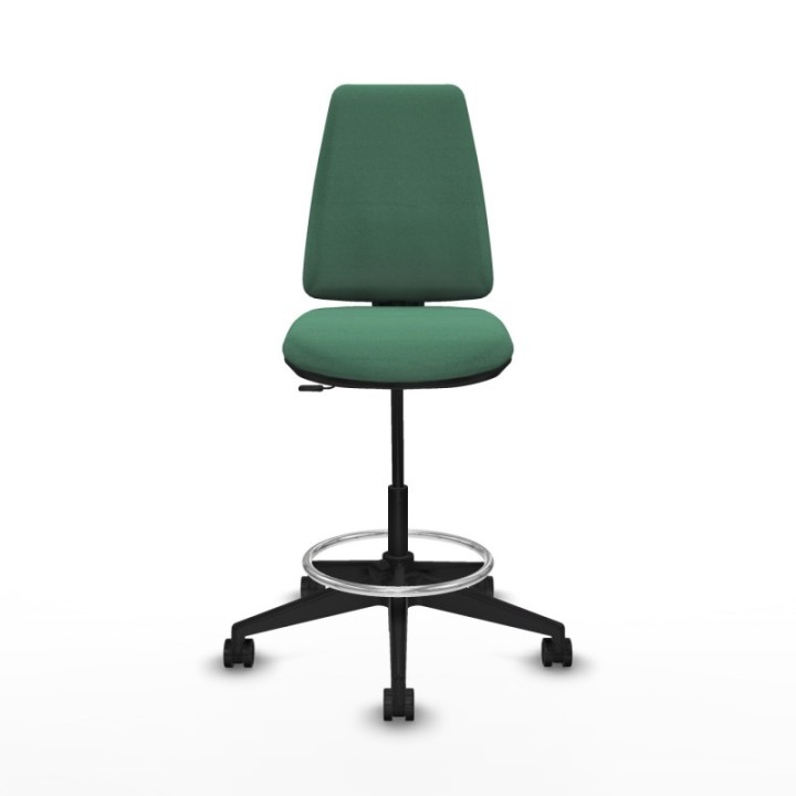 Taburete Elche CP bali verde esmeralda base piramidal ruedas 65mm nailon