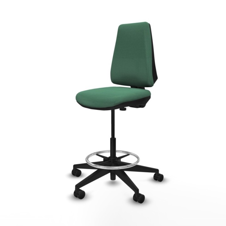 Taburete Elche CP bali verde esmeralda base piramidal ruedas 65mm nailon