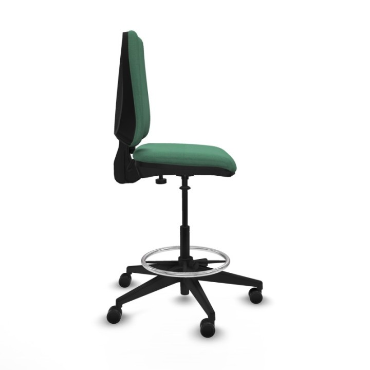 Taburete Elche CP bali verde esmeralda base piramidal ruedas 65mm nailon