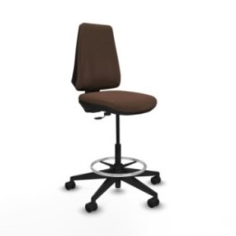 Taburete Elche CP bali marrón oscuro base piramidal ruedas 65mm nailon