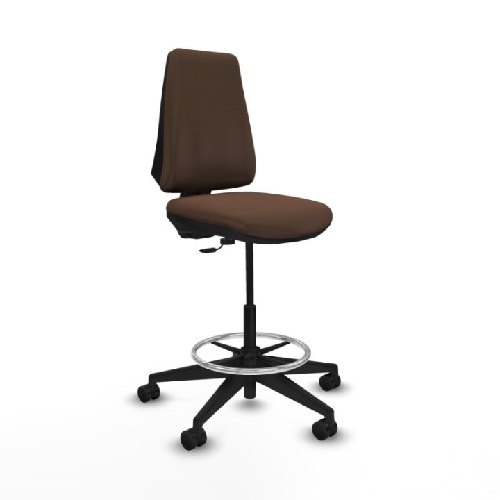 Taburete Elche CP bali marrón oscuro base piramidal ruedas 65mm nailon