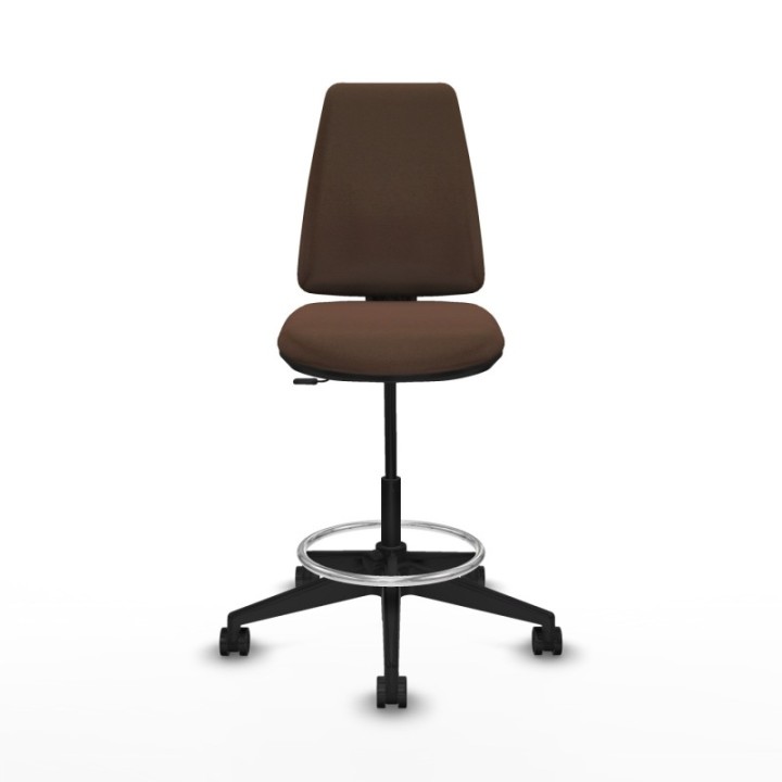 Taburete Elche CP bali marrón oscuro base piramidal ruedas 65mm nailon