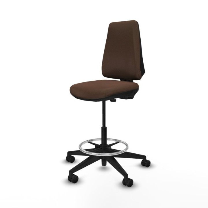 Taburete Elche CP bali marrón oscuro base piramidal ruedas 65mm nailon