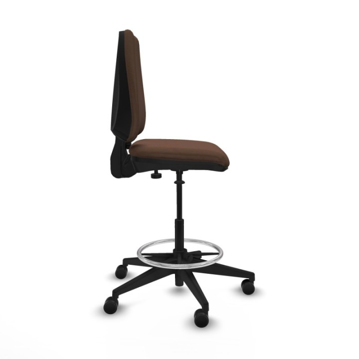 Taburete Elche CP bali marrón oscuro base piramidal ruedas 65mm nailon