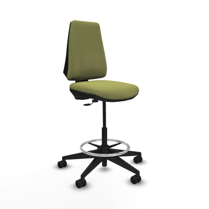 Taburete Elche CP bali verde oliva base piramidal ruedas 65mm nailon