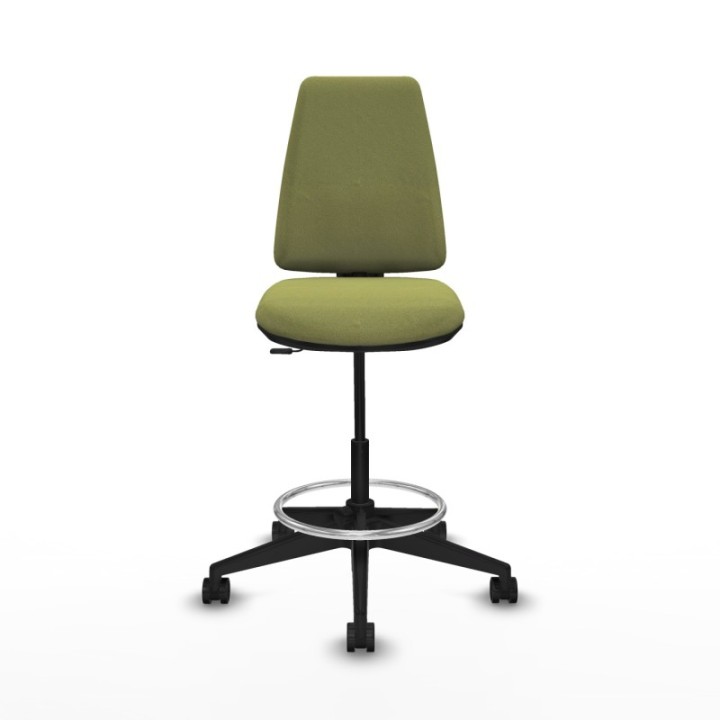 Taburete Elche CP bali verde oliva base piramidal ruedas 65mm nailon