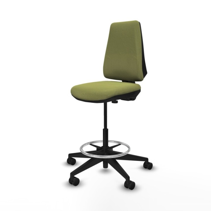 Taburete Elche CP bali verde oliva base piramidal ruedas 65mm nailon