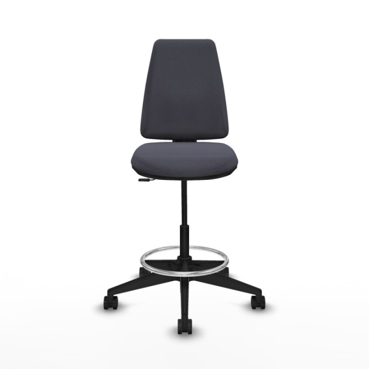 Taburete Elche CP bali gris oscuro base piramidal ruedas 65mm nailon