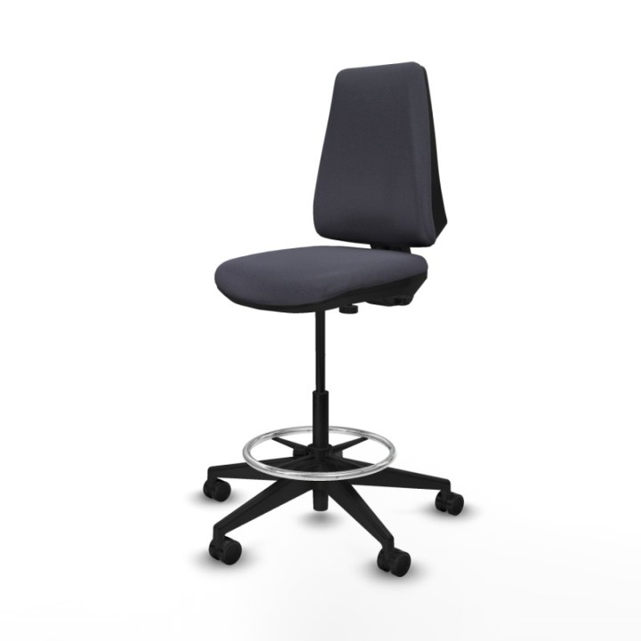 Taburete Elche CP bali gris oscuro base piramidal ruedas 65mm nailon