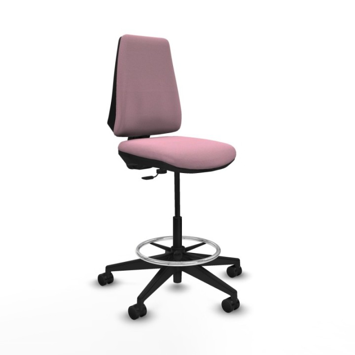 Taburete Elche CP bali rosa base piramidal ruedas 65mm nailon