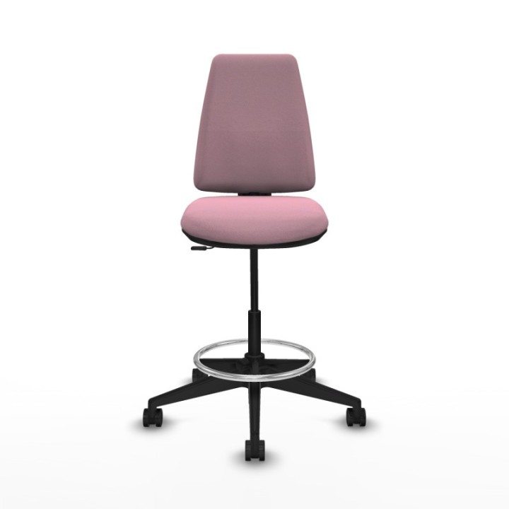 Taburete Elche CP bali rosa base piramidal ruedas 65mm nailon