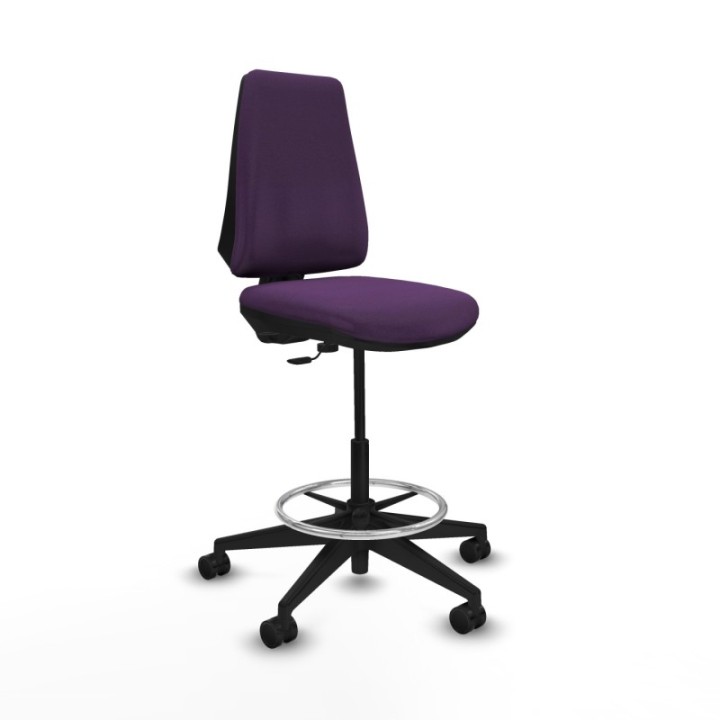 Taburete Elche CP bali morado base piramidal ruedas 65mm nailon