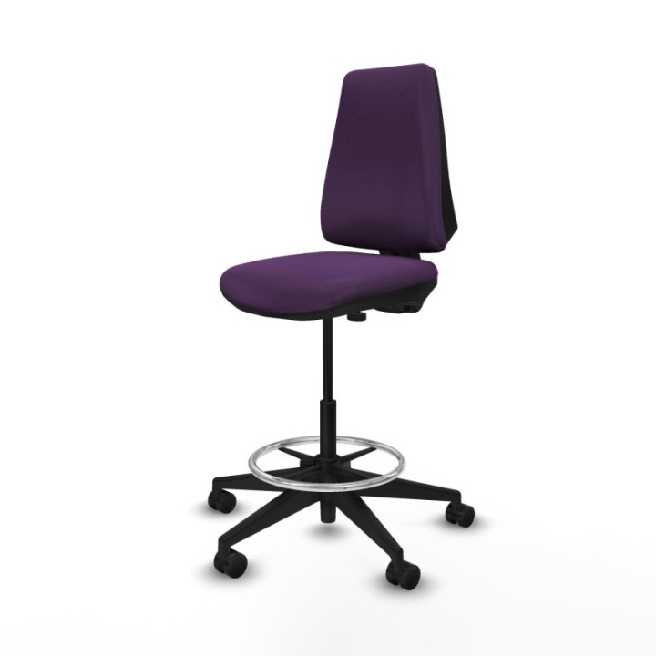 Taburete Elche CP bali morado base piramidal ruedas 65mm nailon