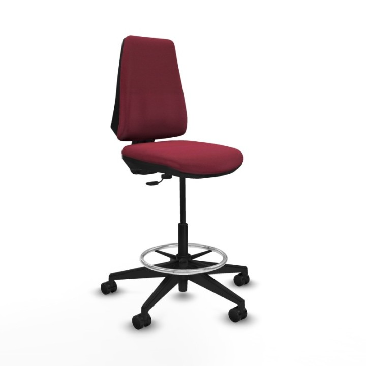 Taburete Elche CP bali granate base piramidal ruedas 65mm nailon