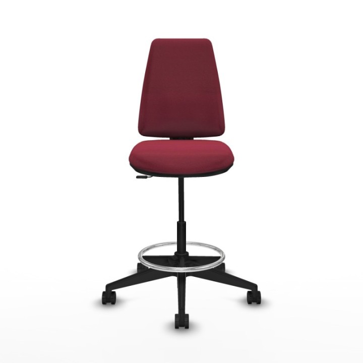 Taburete Elche CP bali granate base piramidal ruedas 65mm nailon