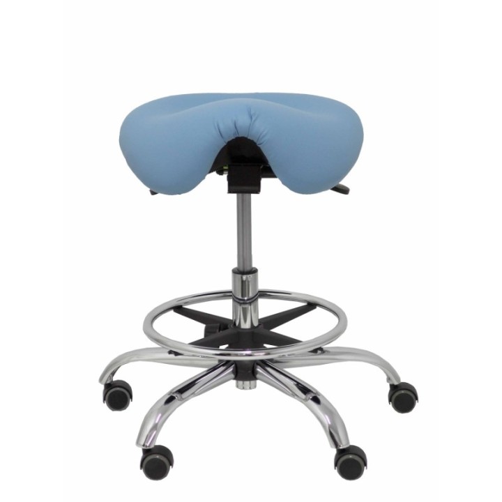 Taburete Zarza sin respaldo similpiel azul claro