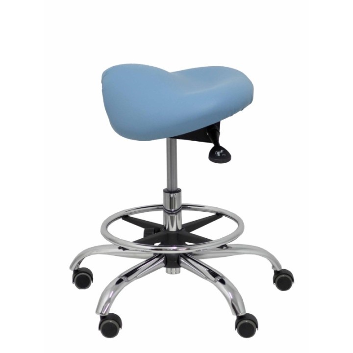 Taburete Zarza sin respaldo similpiel azul claro
