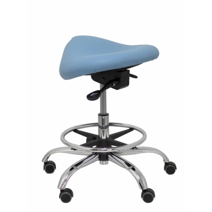 Taburete Zarza sin respaldo similpiel azul claro