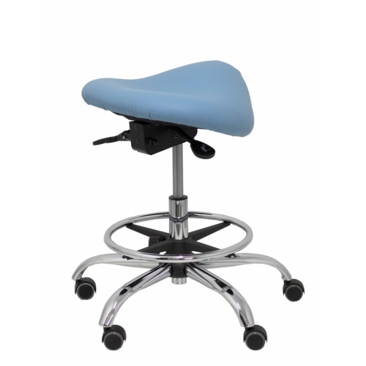 Taburete Zarza sin respaldo similpiel azul claro