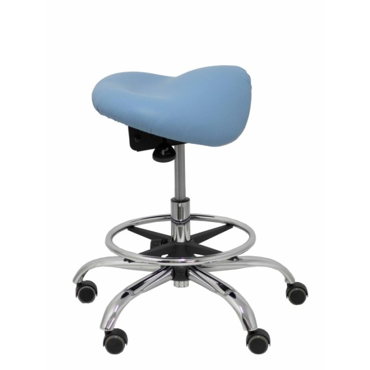 Taburete Zarza sin respaldo similpiel azul claro