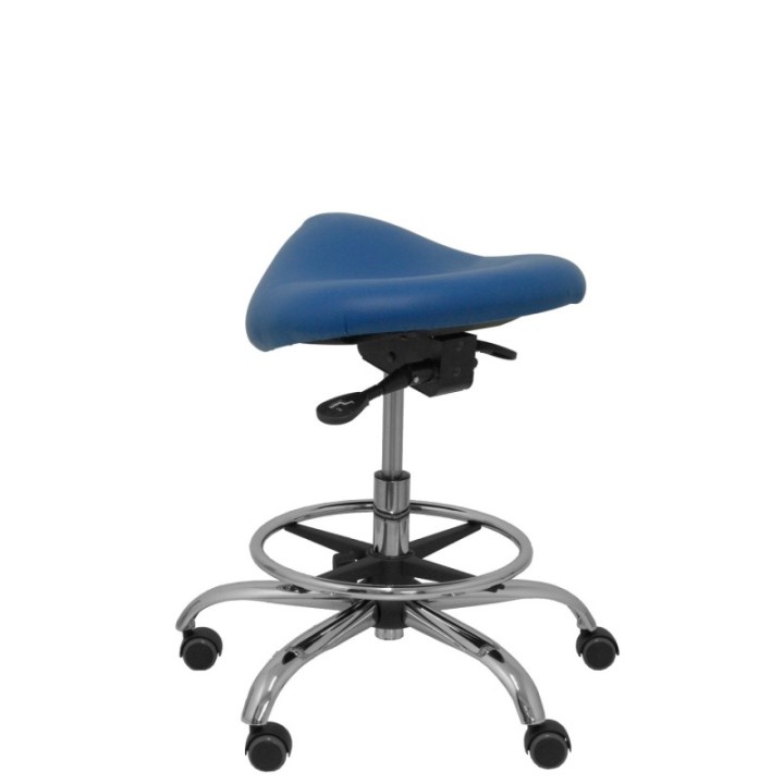 Taburete Zarza sin respaldo similpiel azul