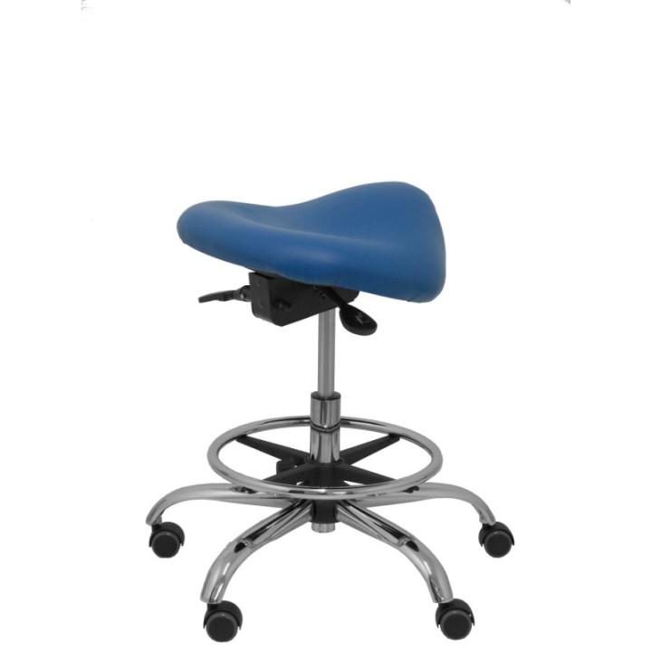 Taburete Zarza sin respaldo similpiel azul