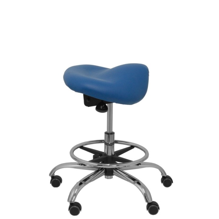 Taburete Zarza sin respaldo similpiel azul