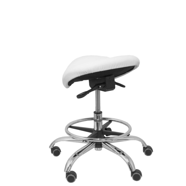 Taburete Zarza sin respaldo similpiel blanco