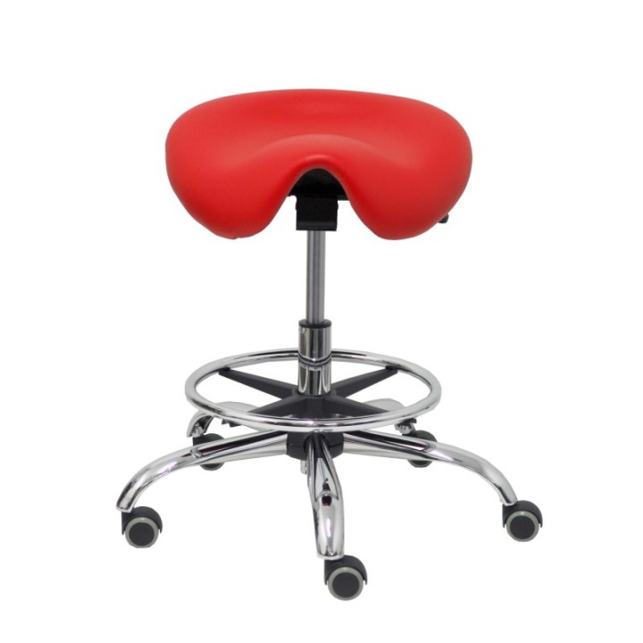 Taburete Zarza sin respaldo similpiel rojo