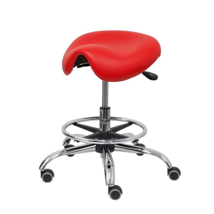 Taburete Zarza sin respaldo similpiel rojo