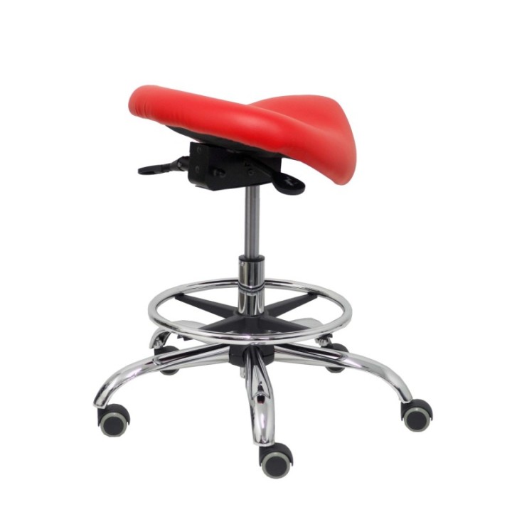 Taburete Zarza sin respaldo similpiel rojo