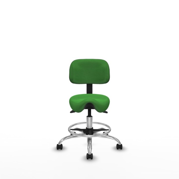 Taburete Zarza asincro bali verde base cromada ruedas autofrenantes 50mm