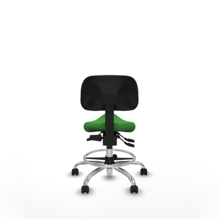 Taburete Zarza asincro bali verde base cromada ruedas autofrenantes 50mm