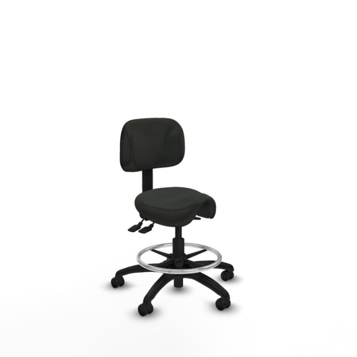 Taburete Zarza asincro bali negro base poliamida ruedas engomadas 50mm