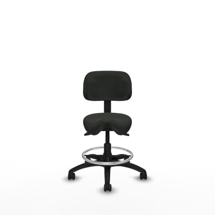 Taburete Zarza asincro bali negro base poliamida ruedas engomadas 50mm