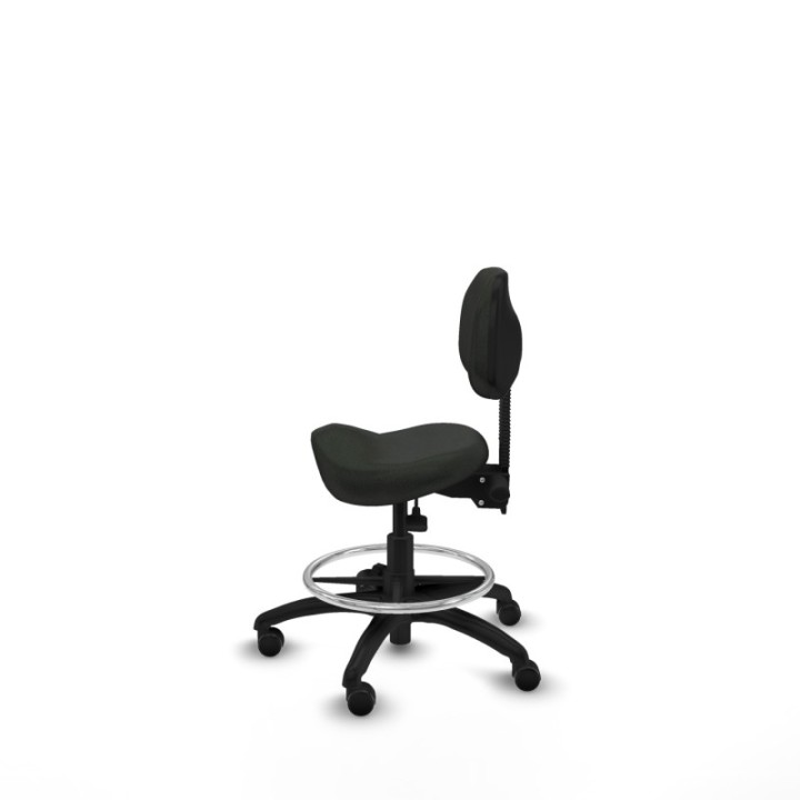 Taburete Zarza asincro bali negro base poliamida ruedas engomadas 50mm