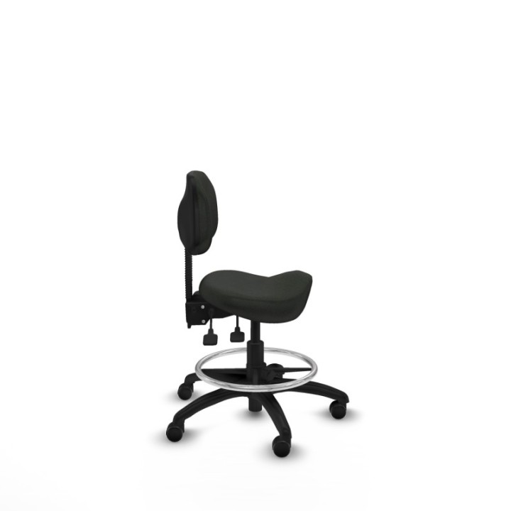 Taburete Zarza asincro bali negro base poliamida ruedas engomadas 50mm