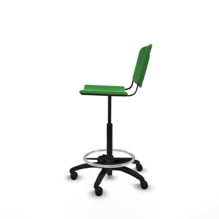 Taburete Robledo giratorio plástico verde sin brazos base poliamida ruedas autofrenantes 50mm