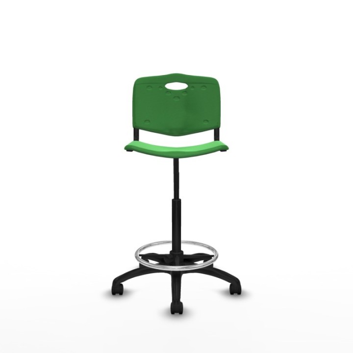 Taburete Robledo giratorio plástico verde sin brazos base poliamida ruedas nailon 50mm