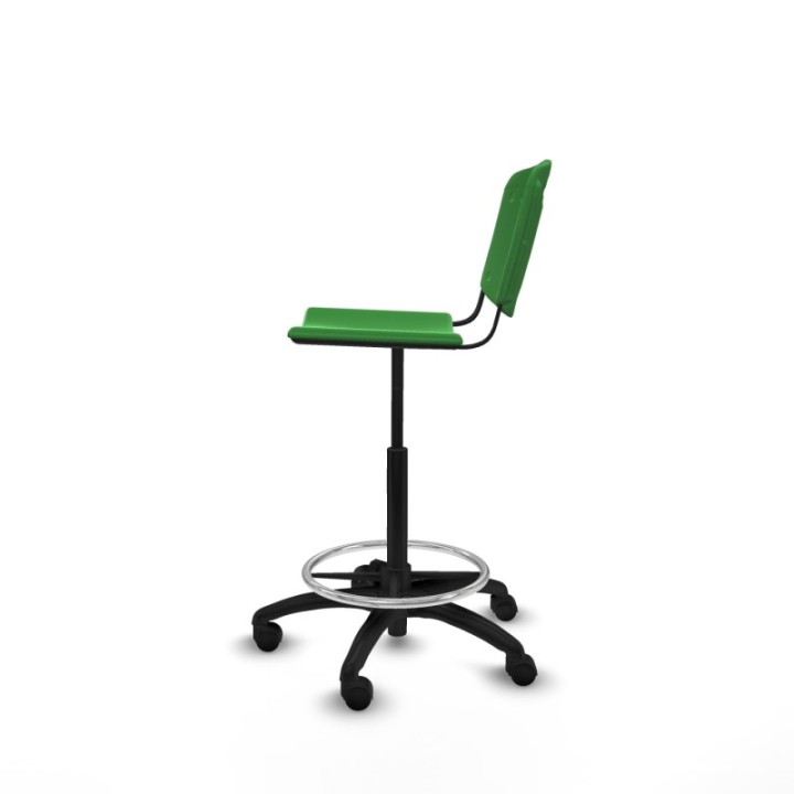 Taburete Robledo giratorio plástico verde sin brazos base poliamida ruedas nailon 50mm